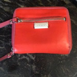 Coach Leather Pinkish Red Wallet. Super cute!
